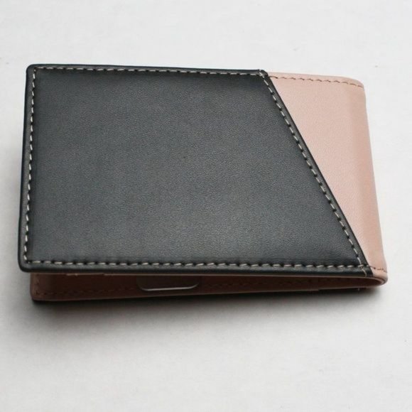 Forrest & Harold‎ Slim RFID Wallet Money Clip Leather Wallet Charcoal/Blush - Picture 8 of 12